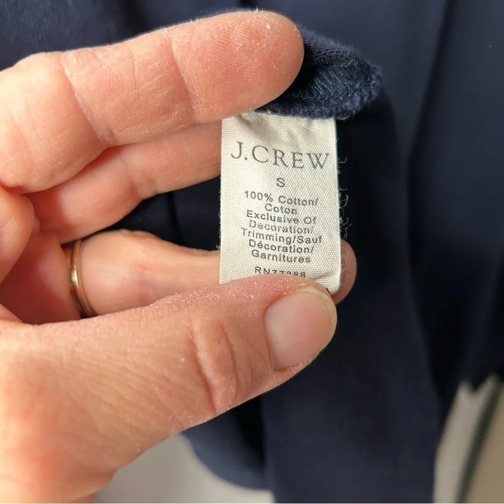 J Crew Mercantile Mens Cotton LS 1/4 Zip Solid Navy Blue Pullover Sweater Small